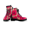 Red Hibiscus Flower Print Men's Boots-grizzshop