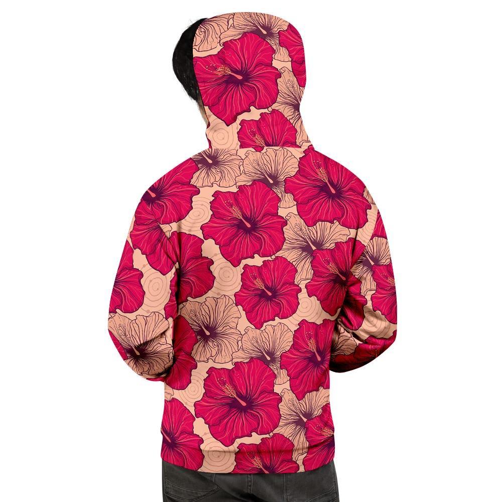 Red Hibiscus Flower Print Men's Hoodie-grizzshop