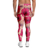 Red Hibiscus Flower Print Men's Leggings-grizzshop