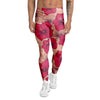 Red Hibiscus Flower Print Men's Leggings-grizzshop