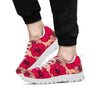 Red Hibiscus Flower Print Men's Sneakers-grizzshop