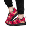 Red Hibiscus Flower Print Men's Sneakers-grizzshop