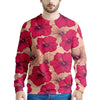 Red Hibiscus Flower Print Men's Sweatshirt-grizzshop