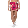 Red Hibiscus Flower Print Mini Skirt-grizzshop