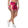 Red Hibiscus Flower Print Mini Skirt-grizzshop