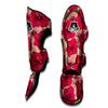 Red Hibiscus Flower Print Muay Thai Shin Guard-grizzshop