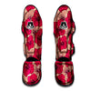 Red Hibiscus Flower Print Muay Thai Shin Guard-grizzshop