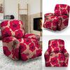 Red Hibiscus Flower Print Recliner Cover-grizzshop