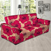 Red Hibiscus Flower Print Sofa Cover-grizzshop