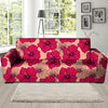 Red Hibiscus Flower Print Sofa Cover-grizzshop