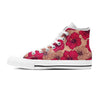 Red Hibiscus Flower Print Women's High Top Shoes-grizzshop