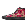 Red Hibiscus Flower Print Women's High Top Shoes-grizzshop