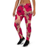 Red Hibiscus Flower Print Women's Joggers-grizzshop