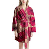 Red Hibiscus Flower Print Women's Robe-grizzshop