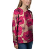 Red Hibiscus Flower Print Women's Sweatshirt-grizzshop