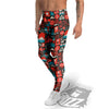 Red Japanese Characters Print Pattern Men's Leggings-grizzshop