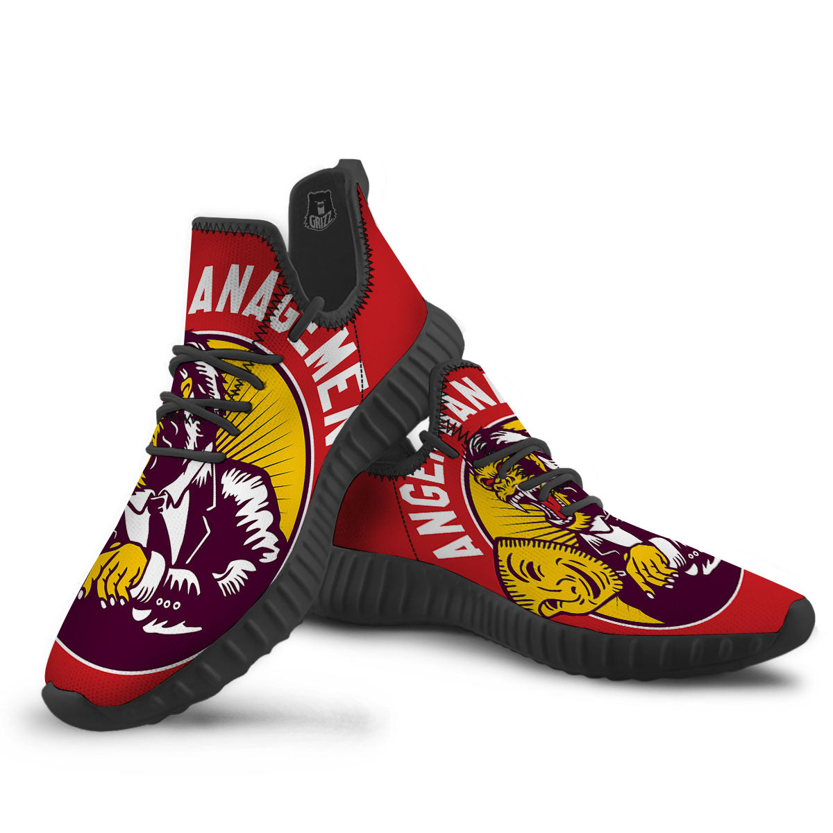 Red King Kong Gorilla Print Black Walking Shoes-grizzshop