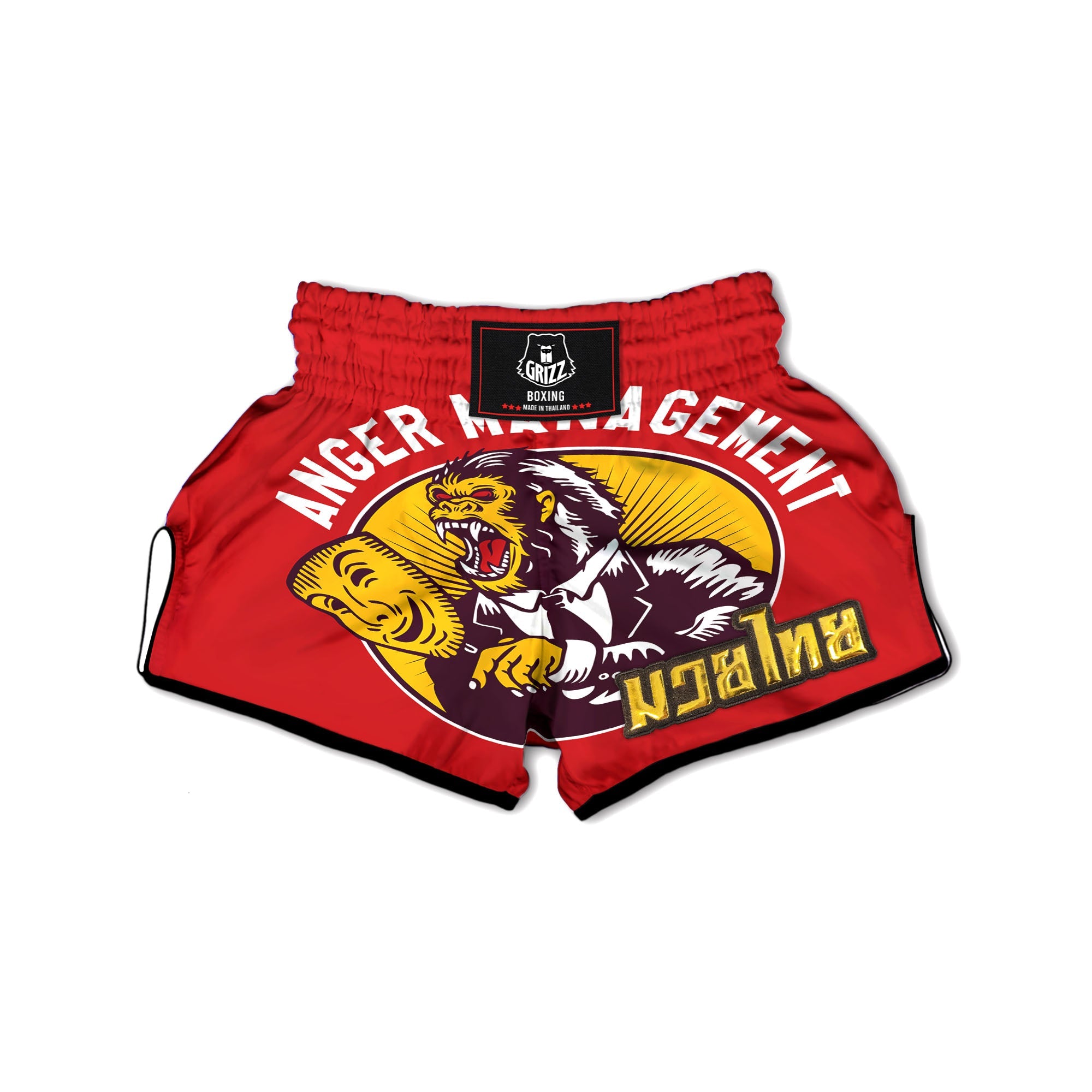 Red King Kong Gorilla Print Muay Thai Boxing Shorts-grizzshop
