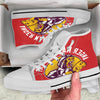 Red King Kong Gorilla Print White High Top Shoes-grizzshop