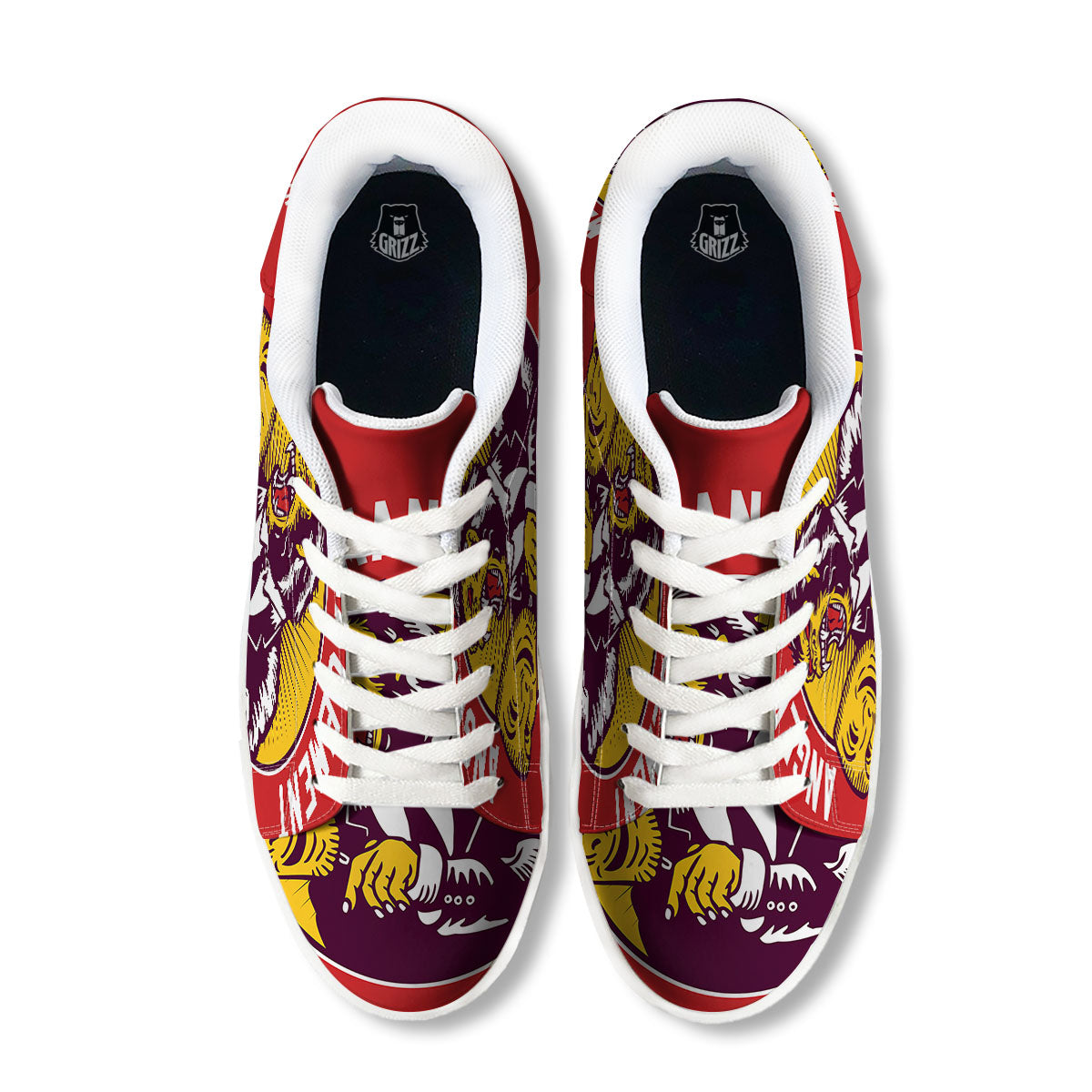 Red King Kong Gorilla Print White Low Top Sneakers-grizzshop