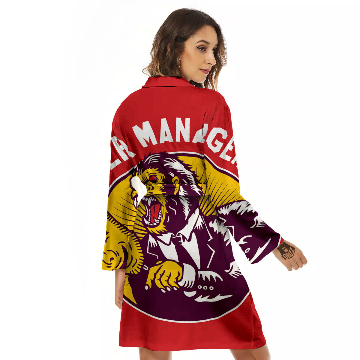 Red King Kong Gorilla Print Women's Robe-grizzshop