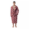 Red Lava And White Gingham Print Men's Robe-grizzshop