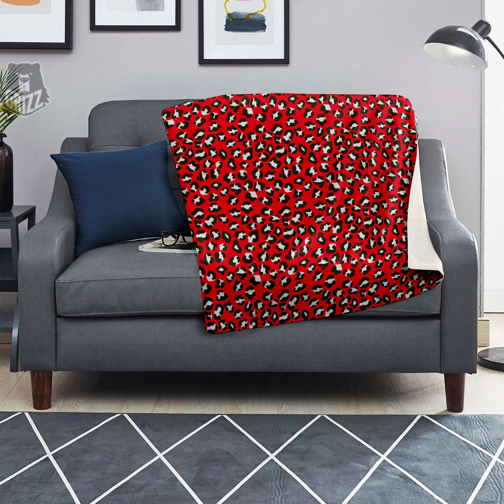 Red Leopard Print Pattern Blanket-grizzshop