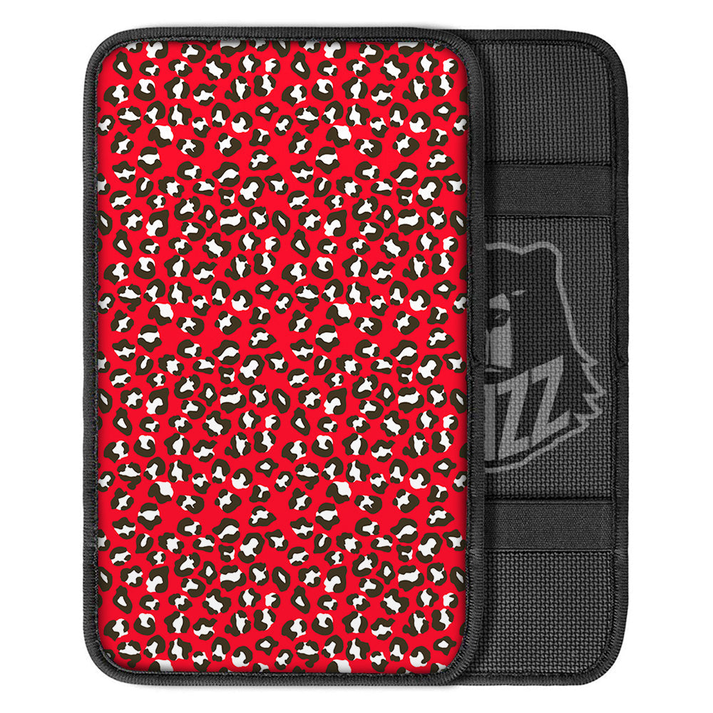 Red Leopard Print Pattern Car Center Console Cover-grizzshop