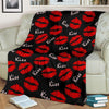 Red Lips Kiss Pattern Print Blanket-grizzshop