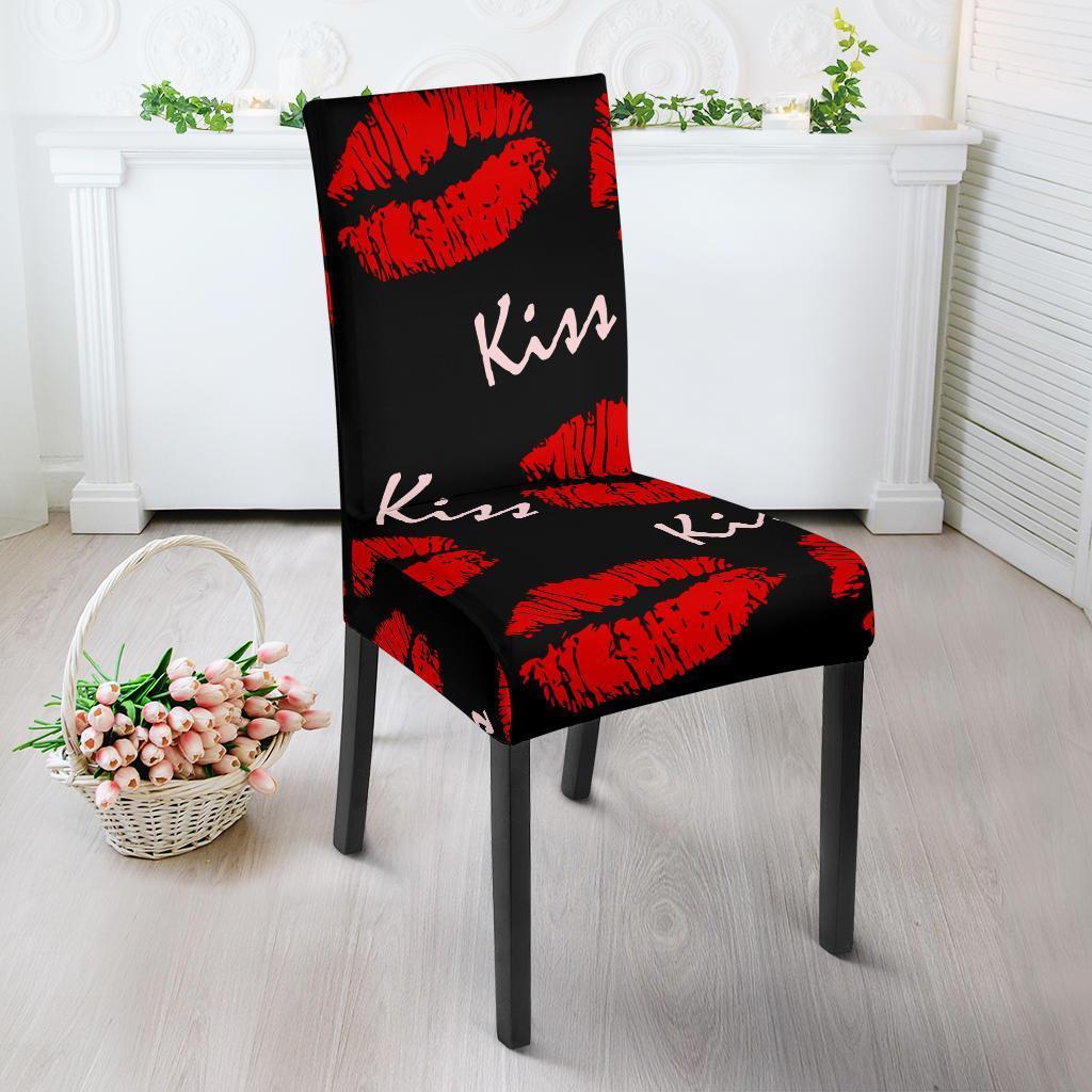 Red Lips Kiss Pattern Print Chair Cover-grizzshop