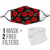 Red Lips Kiss Pattern Print Face Mask-grizzshop