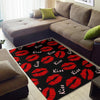 Red Lips Kiss Pattern Print Floor Mat-grizzshop