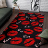 Red Lips Kiss Pattern Print Floor Mat-grizzshop