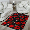 Red Lips Kiss Pattern Print Floor Mat-grizzshop