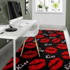 Red Lips Kiss Pattern Print Floor Mat-grizzshop