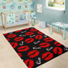 Red Lips Kiss Pattern Print Floor Mat-grizzshop