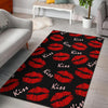 Red Lips Kiss Pattern Print Floor Mat-grizzshop