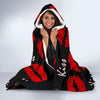 Red Lips Kiss Pattern Print Hooded Blanket-grizzshop