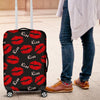 Red Lips Kiss Pattern Print Luggage Cover Protector-grizzshop