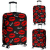 Red Lips Kiss Pattern Print Luggage Cover Protector-grizzshop