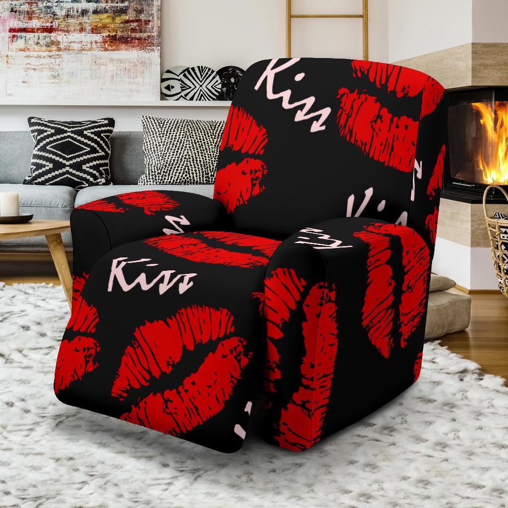 Red Lips Kiss Pattern Print Recliner Cover-grizzshop