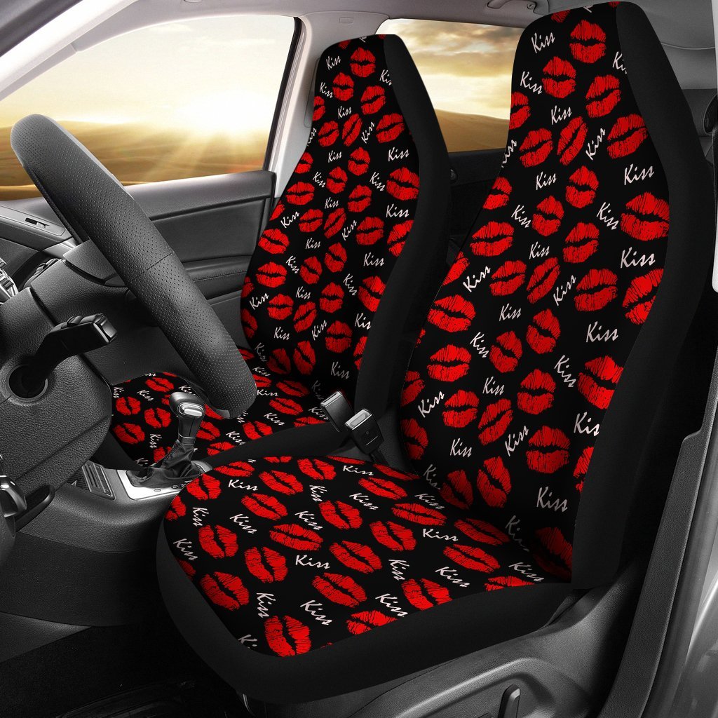 Red Lips Kiss Pattern Print Universal Fit Car Seat Cove-grizzshop