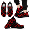Red Lips Kiss Print Pattern Black Sneaker Shoes For Men Women-grizzshop