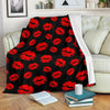 Red Lips Kiss Print Pattern Blanket-grizzshop