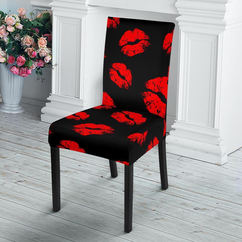 Red Lips Kiss Print Pattern Chair Cover-grizzshop