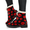 Red Lips Kiss Print Pattern Comfy Winter Boots-grizzshop