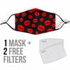 Red Lips Kiss Print Pattern Face Mask-grizzshop