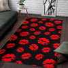 Red Lips Kiss Print Pattern Floor Mat-grizzshop