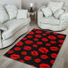 Red Lips Kiss Print Pattern Floor Mat-grizzshop