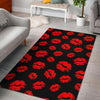 Red Lips Kiss Print Pattern Floor Mat-grizzshop